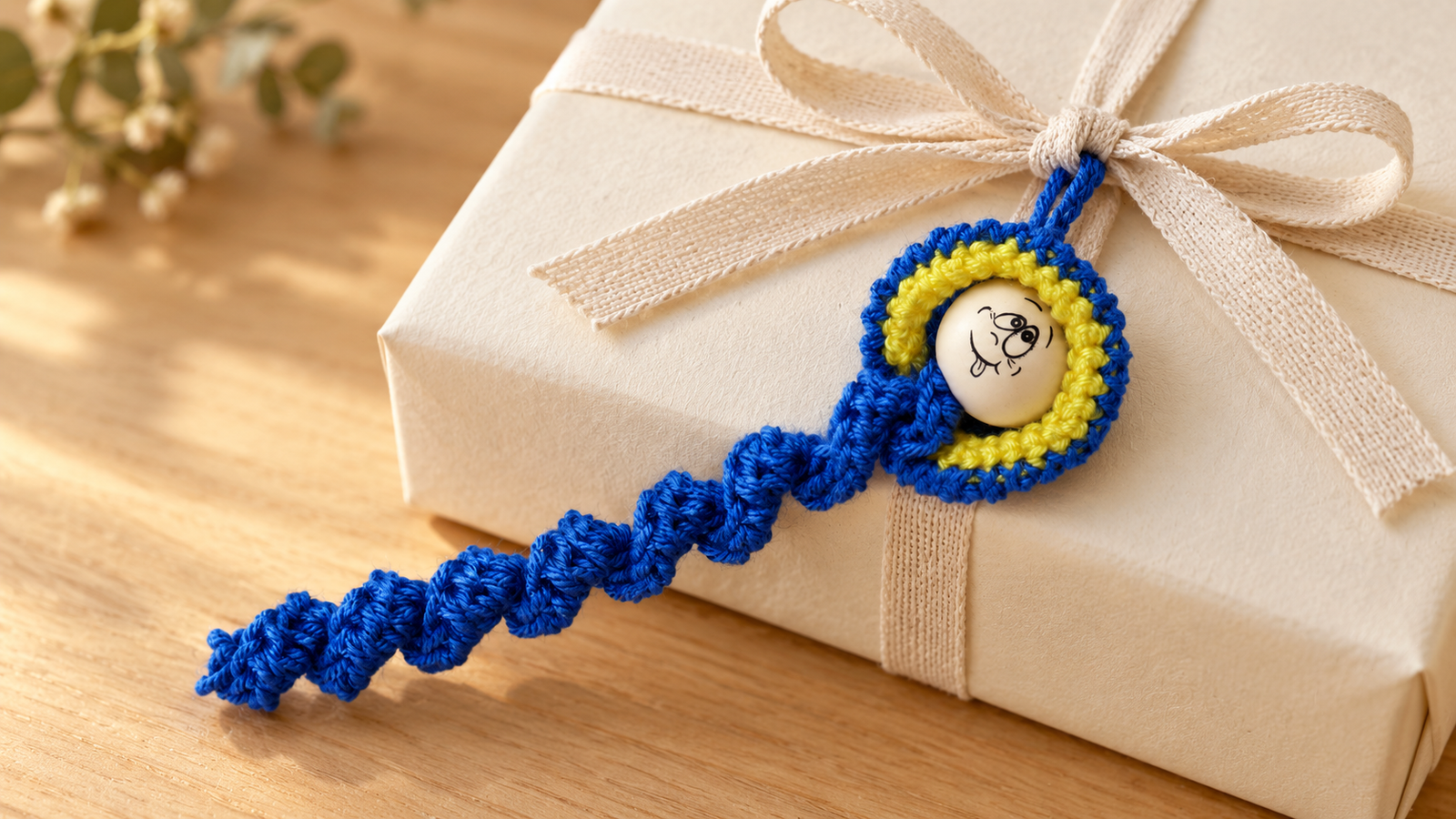 Handgehäkeltes Glückswürmchen als kleine Geschenkidee